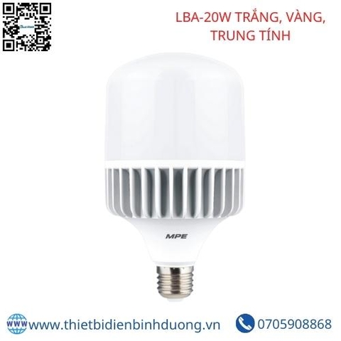 ĐÈN LED BULB LB-20 TRẮNG, VÀNG, TRUNG TÍNH