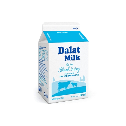 SỮA TƯƠI THANH TRÙNG KHÔNG ĐƯỜNG DALAT MILK HỘP 180ML