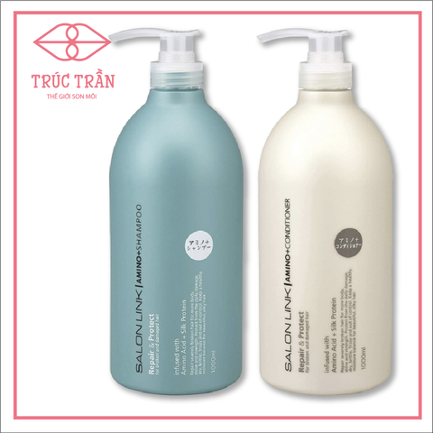 Gội Xả Salon Link Amino Phục Hồi Tóc Khô Xơ, Chẻ Ngọn Trắng + Xanh