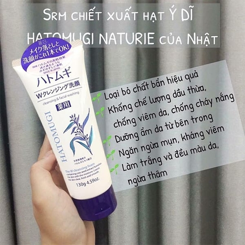 Sữa Rửa Mặt Hatomugi Cleansing Foam Hạt Ý Dĩ Trắng Da 130g