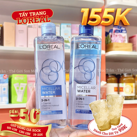 Tẩy trang loreal xanh nhạt da dầu