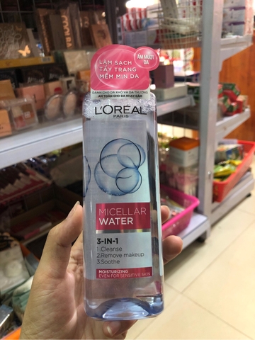 Tẩy Trang L’Oreal Dưỡng Ẩm Moisturizing 3-in-1 Micellar Water nắp hồng 400ml