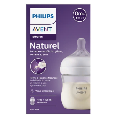 Bình sữa Philips Avent 125ml mô phỏng tự nhiên kèm núm 0M+