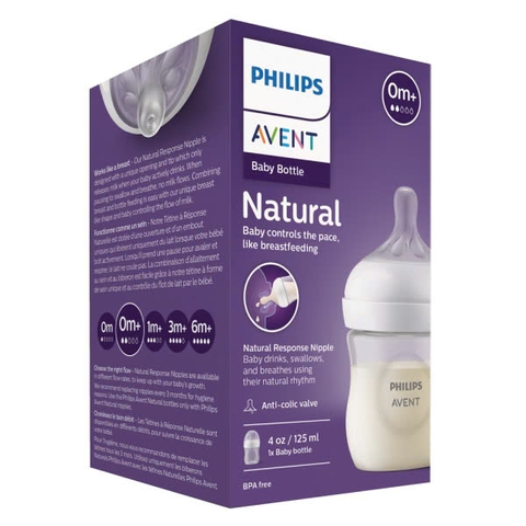Bình sữa Philips Avent 125ml mô phỏng tự nhiên kèm núm 0M+
