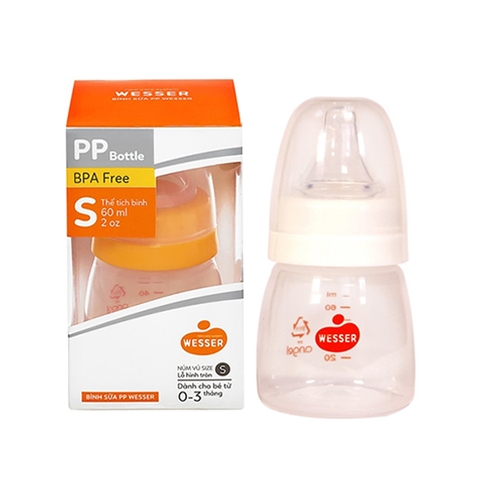 Bình sữa Wesser nhựa PP cổ hẹp 60ml