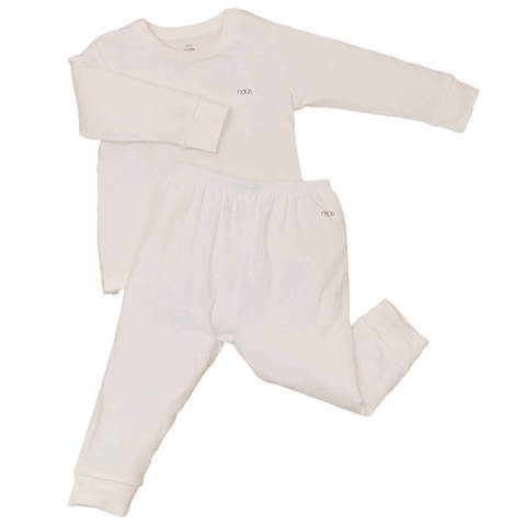 Bộ Nous 12-18M cài vai dài trắng