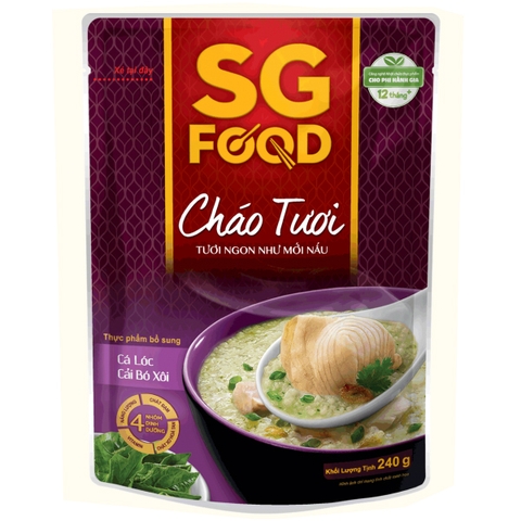 Cháo tươi baby SG Food cá lóc cải bó xôi cho bé từ 12 tháng tuổi 240g
