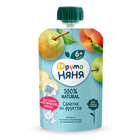 Hoa quả nghiền Fruto vị chuối, lê, táo, đào cho bé từ 6 tháng tuổi 90g