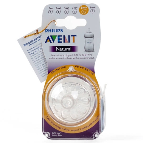 Núm ty thay thế bình sữa Philip Avent (SCF654/23, 6-9M)