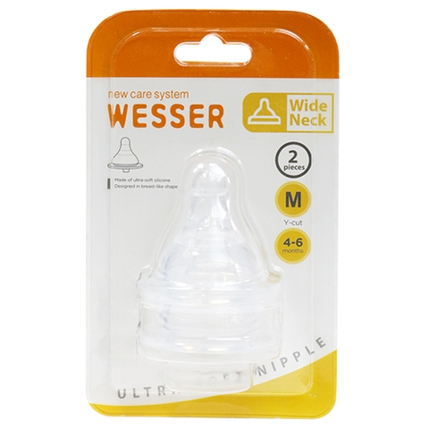 Núm ty thay thế bình sữa Wesser cổ rộng size M (4M+, Y cut)