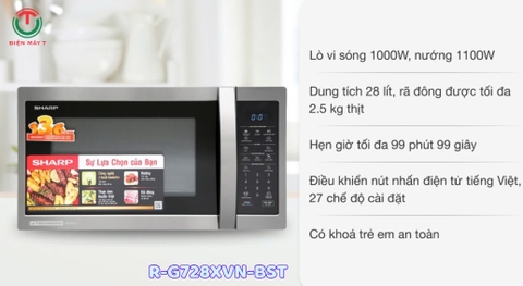 Lò vi sóng có nướng Sharp 28 lít R-G728XVN-BST