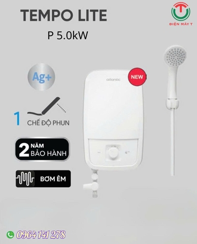 Máy nước nóng trực tiếp Atlantic Tempo Lite 5000 PU ( có bơm )