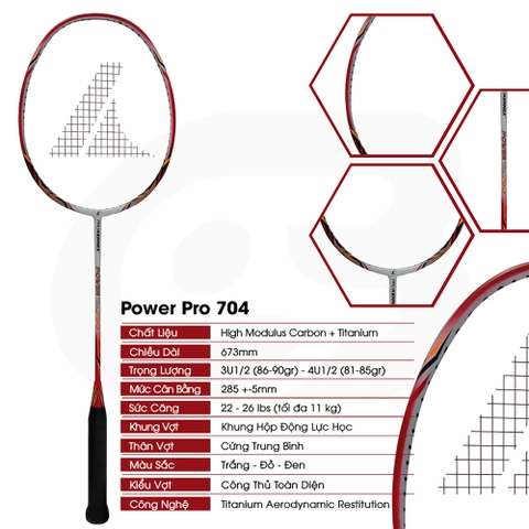 Vợt cầu lông ProKennex POWER PRO 704 1 khung vợt 1 Túi