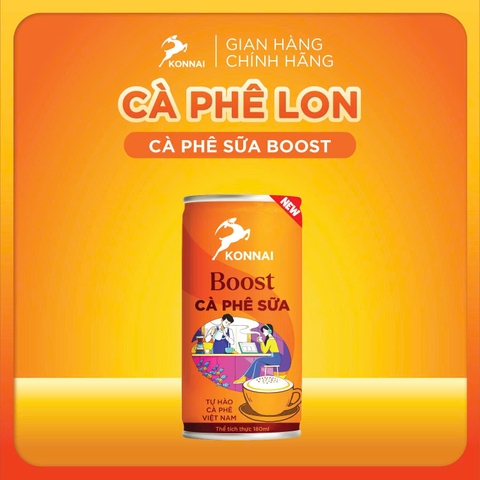 Cà phê lon Boost - cà phê sữa Konnai Coffee đóng lon 180ml/lon