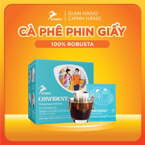 Cà phê phin giấy Robusta Tây Nguyên nguyên chất hộp 7 gói pha nhanh đậm đà hậu vị ngọt CONFIDENT Konnai Coffee