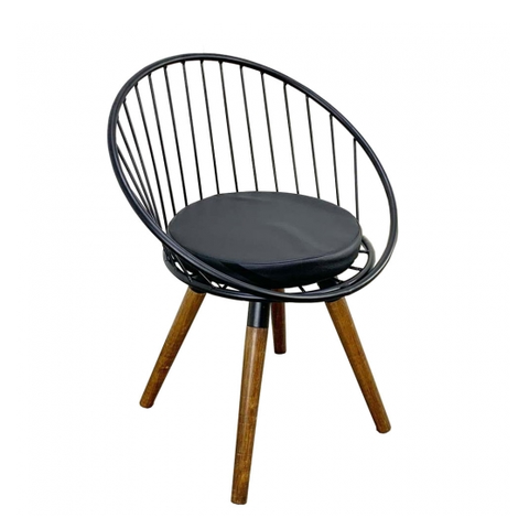 GHẾ SẮT CHÂN GỖ MẶT NỆM