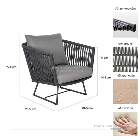 Ghế Sofa Khung Sắt Ngoài Trời GD16