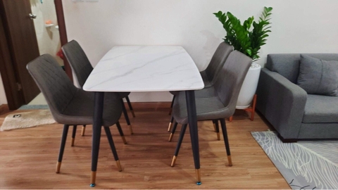 Bàn Ăn Mặt Đá Chân Sắt - BAMD56