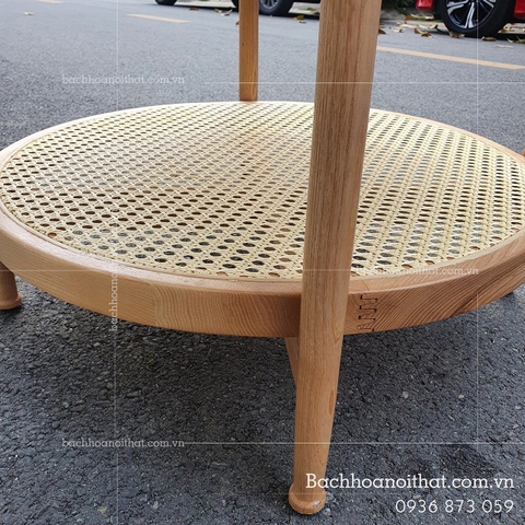 BÀN TRÀ SOFA 2 TẦNG MÂY TRÒN MẶT GỖ - BTG16