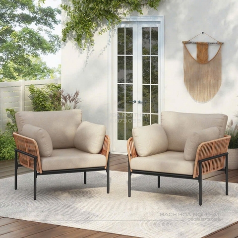 Ghế Ngoài Trời Khung Sắt Đan Dây GD19