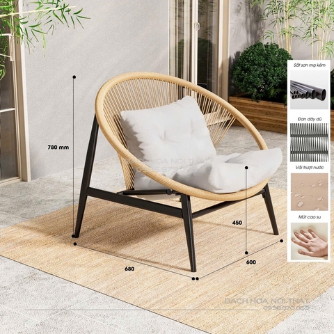 Ghế Cafe Ngoài Trời Khung Sắt GD22