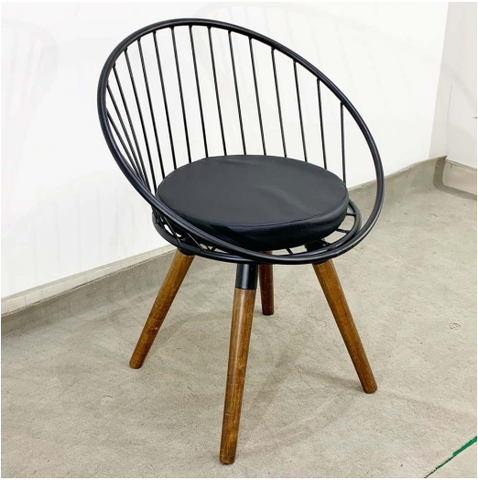 GHẾ SẮT CHÂN GỖ MẶT NỆM