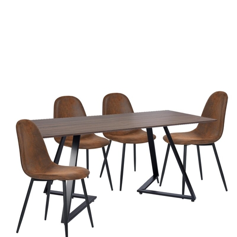 BỘ BÀN ĂN GỖ CHÂN SẮT 4 GHẾ NHẬP KHẨU - BBA8