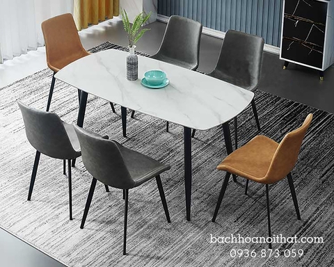 Bàn Ăn Mặt Đá Chân Sắt - BAMD56