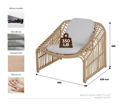 Ghế Sofa Ngoài Trời Khung Sắt GD12