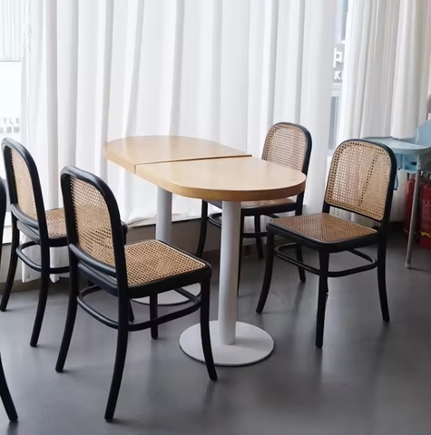 Ghế cafe gỗ tựa mây mặt ngồi cói - GDD18