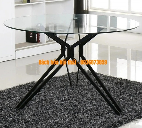 BÀN ĂN MẶT KÍNH CHÂN CHỤM