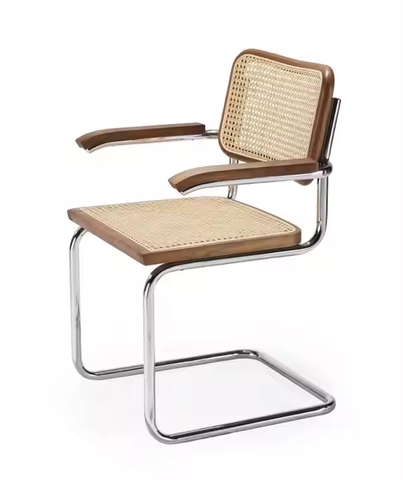 Ghế Inox Khung Gỗ Lưng Mây Có Tay GDM29