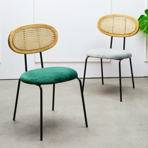 GHẾ CAFE MẶT NỆM LƯNG ĐAN MÂY