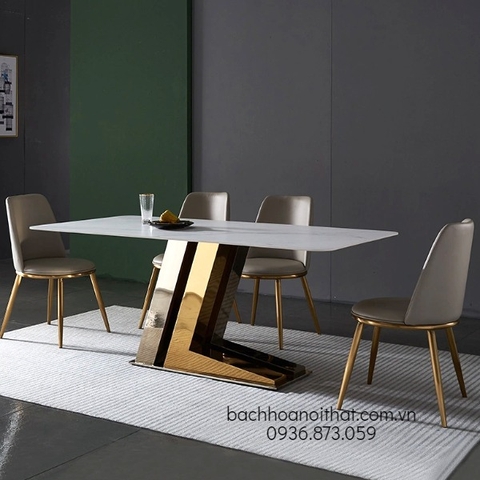 BÀN ĂN CHÂN INOX HIỆN ĐẠI MẶT ĐÁ