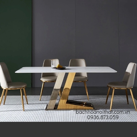 BÀN ĂN CHÂN INOX HIỆN ĐẠI MẶT ĐÁ