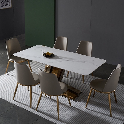 BÀN ĂN CHÂN INOX HIỆN ĐẠI MẶT ĐÁ