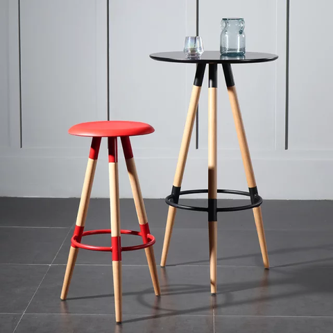 GHẾ BAR CAFE MẶT NHỰA CHÂN CHỤM GỖ - BAR8