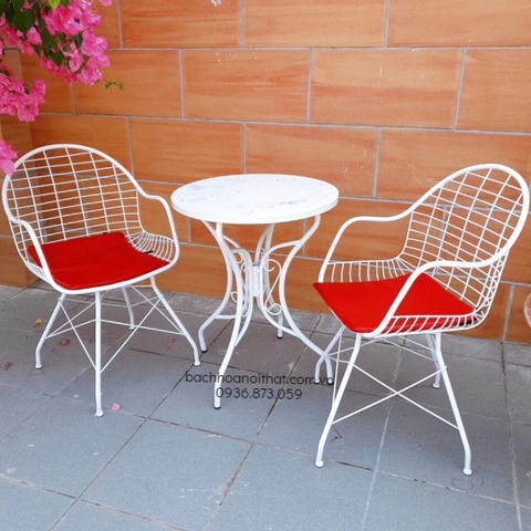 BỘ BÀN GHẾ CAFE 2 GHẾ SẮT - CF07