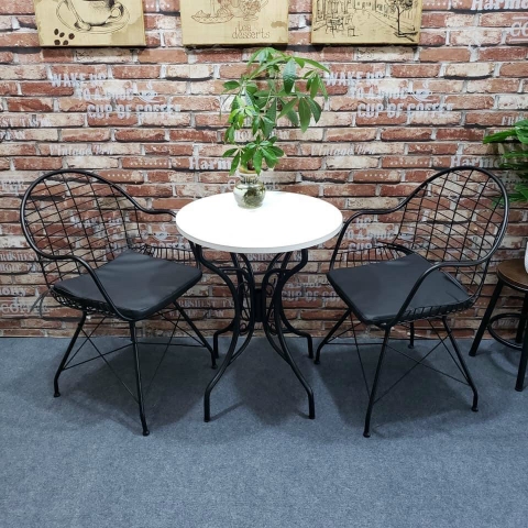 BỘ BÀN GHẾ CAFE 2 GHẾ SẮT - CF07