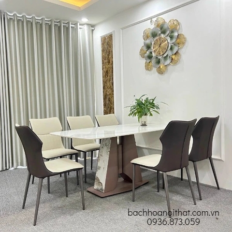 BÀN ĂN MẶT ĐÁ NHẬP KHẨU CHÂN THÉP