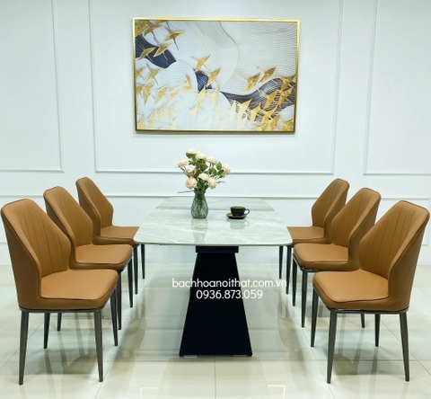 BỘ BÀN ĂN MẶT ĐÁ 6 GHẾ GIÁ RẺ - BBA36