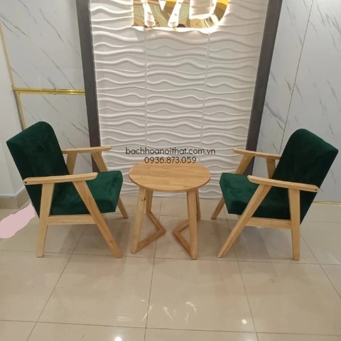 BÀN TRÀ CAFE GỖ CAO SU CHÂN V - BCF35