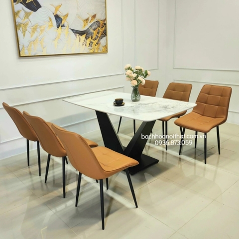 BÀN ĂN MẶT ĐÁ 6 GHẾ CAMILA NHẬP KHẨU - BBA35