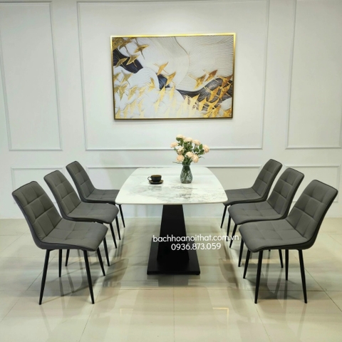 BÀN ĂN MẶT ĐÁ 6 GHẾ CAMILA NHẬP KHẨU - BBA35