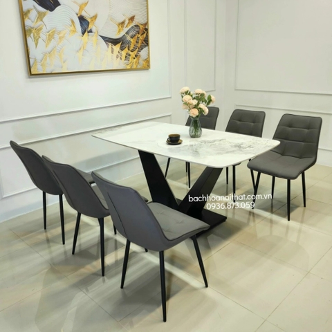 BÀN ĂN MẶT ĐÁ 6 GHẾ CAMILA NHẬP KHẨU - BBA35