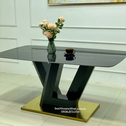 BÀN ĂN MẶT ĐÁ CERAMIC CHÂN LV - BAMD153