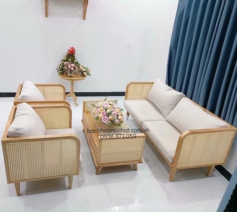 GHẾ SOFA SELENA MÂY GỖ ASH ĐÔI - SFG55