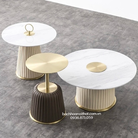 BÀN TAB SOFA MẶT THÉP MẠ VÀNG - TSF34