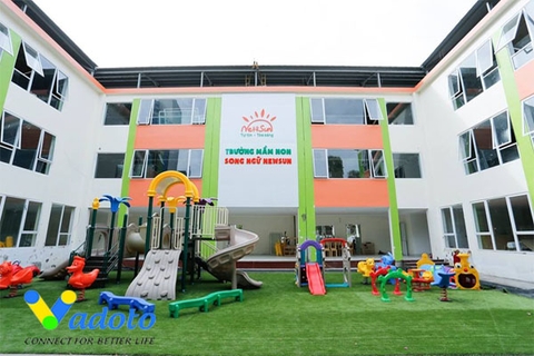 Mẫu thiết kế sân trường đẹp - Trường mầm non New Sun, Hà Nội