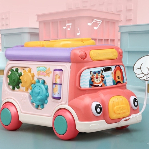 Đồ chơi xe Bus đập chuột, thả hình khối đa năng